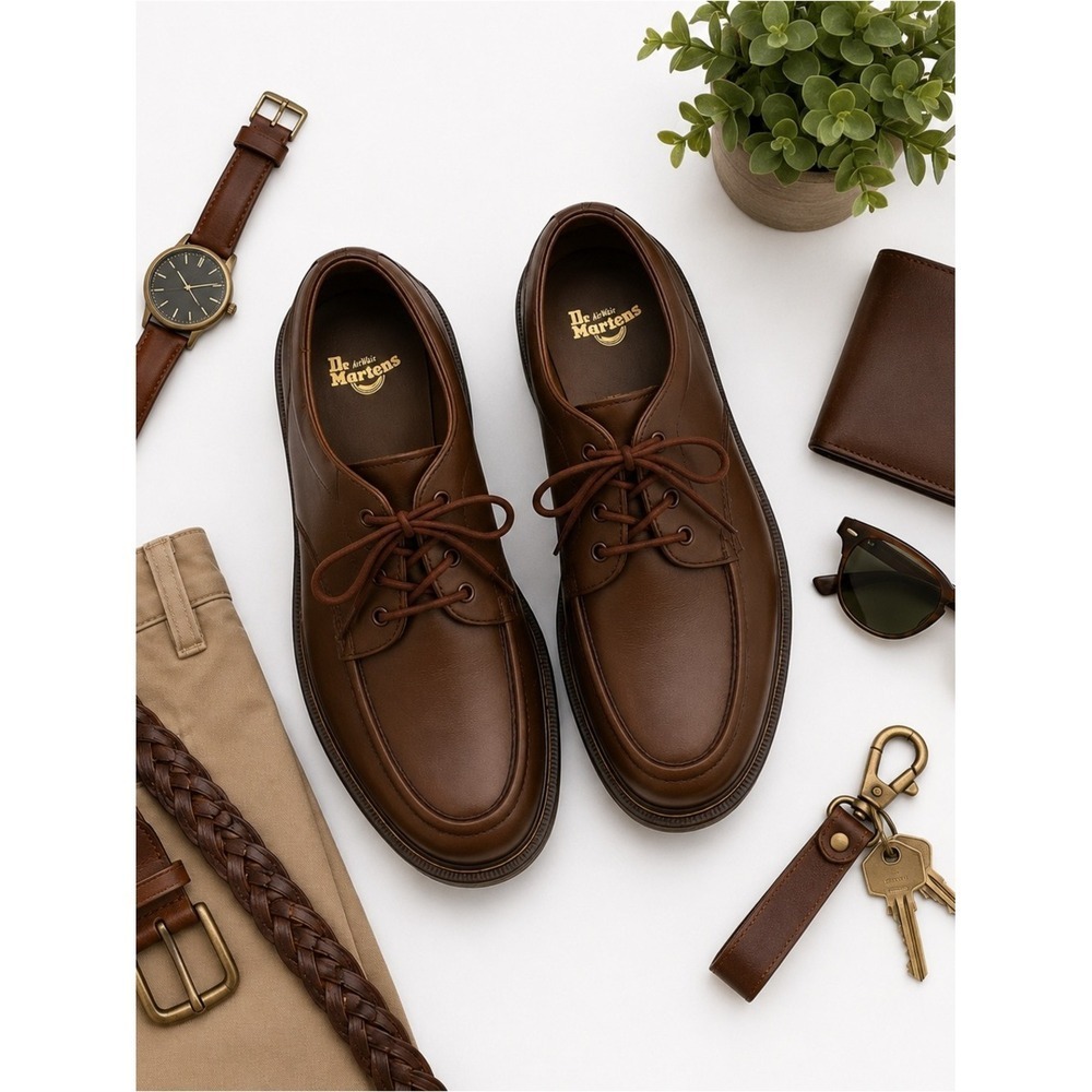 Dr Martens Brown Leather Moc Toe Oxford Shoes Men's 11 Lace Up AirWair Classic - Picture 11 of 14